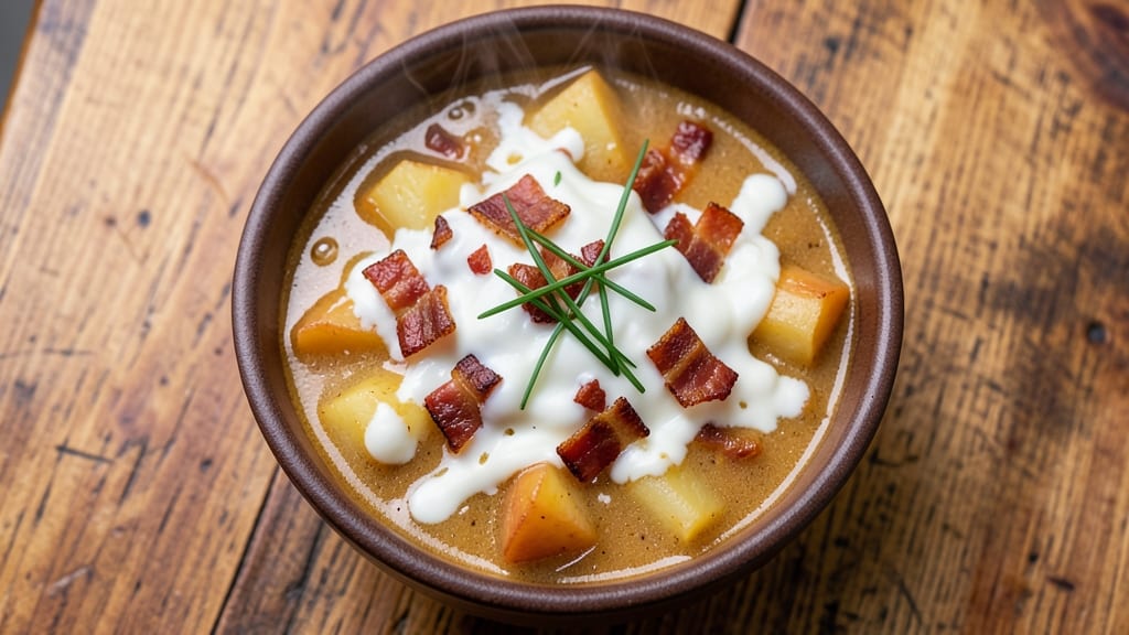 Chili's Loaded Baked Potato Soup Copycat Recipe: Creamy Velvety Base With Crispy Cornmeal Crowns