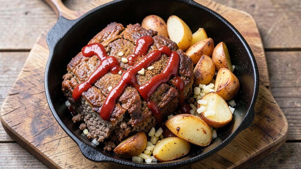 Cowboy Meatloaf and Potatoes Recipe: Smoky Grillhouse Flavor in One Pan