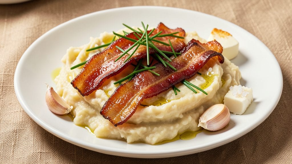 Mashed Potato Toppings: Smoky Bacon Bits and Crispy Garlic Chives