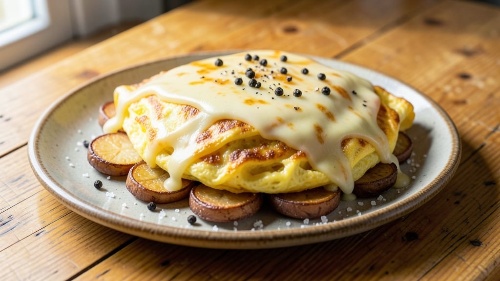 Potato Omelet Recipe: Crispy Hash Browns Inside Fluffy Eggs