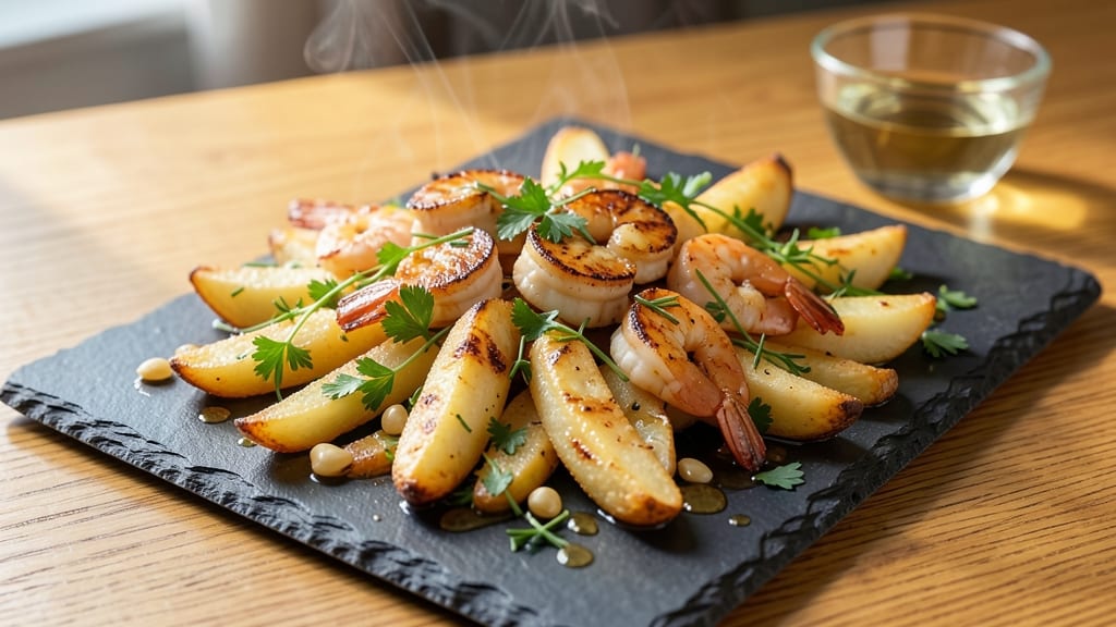 Seafood Potatoes Recipe: Crispy Vinegar-Kissed Wedges With Herbed Butter